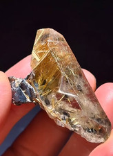 51.5*23*18mm Natural Gold Rutilated Quartz Double Point Crystal Energy Reiki picture