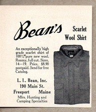 1957 Print Ad Bean's Scarlet Wool Shirts LL Bean Freeport,ME picture