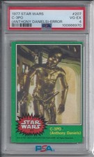 1977 Topps Star Wars C-3PO Anthony Daniels Goldenrod Error #207 - PSA 4 VG-EX picture