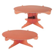 Beistle Metallic Rose Gold Round Cake Stands, 2 Piece Dessert Holders, 4 & 6 Inc picture