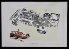 1974 Ferrari 312 B3/74 F1 D'Alessio Ltd Ed Art Print Cutaway Technical Drawing picture