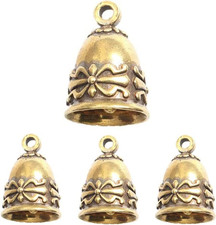 4 Pack Small Vintage Brass Hanging Bells Home Decor Craft Ornament Bells picture