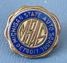 Vtge Michigan State Auto School Detroit Lapel Pin MSAS Enamel Screw Back Badge picture