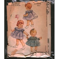 Vintage 1961 McCalls 2447 Baby Dress Sewing Pattern Helen Lee Size 6 Mos Doll picture