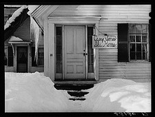 Photo:Woodstock Vermont 1900s Carrie Jones Ski Home Snowy House Sign picture