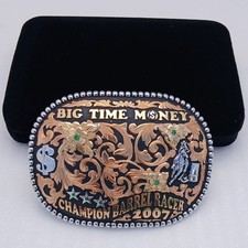 Hyo Silver Champion Barrel Racer Belt Buckle 2007 Big Time Money Barrel Racing picture