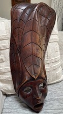 EXQUISITE VTG ANTIQUE Iron Wood Mask Rare Tribal Ceremonial Ritual Carving 22” picture