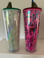 NWT Lot of 2 Starbucks 24 oz Color-Change Cold Cups Holiday 2022 Woodland picture