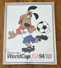 VINTAGE 1994 WORLD CUP USA SOCCER FUTBOL 16X20 POSTER STRIKER MASCOT IN FRAME picture