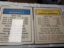 Vtg RARE 1970 Monopoly Gameboard Art Boardwalk And Marvin Gardens  Prints 24x21 picture