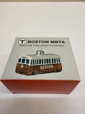 Boston MBTA Red Line Subway Car Glass Ornament picture