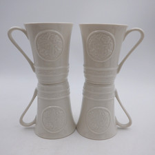 Beleek  Set OF 4   Celtic Shamrock Parian Porcelain Coffee Cups / Mugs  Ireland picture