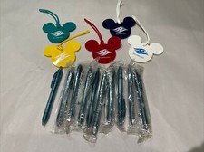 Qty 10 New Disney Cruise Line Gel Ink Pens + 5 Multi Color Luggage Tags Lot picture