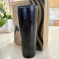 Starbucks 2026 Black Cat Stainless Steel Cold Cup 23oz GLOWS IN THE DARK picture