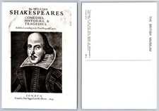 Shakespeare First Folio 1623 Portrait Postcard British Museum Droeshout picture