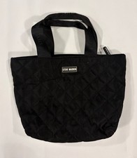 Steve Madden Black Quilted Nylon Mini Tote Bag Handbag Zip Top Logo picture