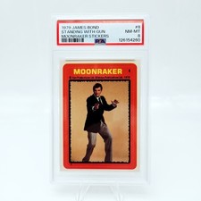 1979 Topps James Bond Moonraker #8 PSA 8 Sticker Standing with Gun picture