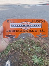 VINTAGE HARLEY-DAVISON JACKSONVILLE, ILL. PORCELAIN LICENSE PLATE HOLDER SIGN picture