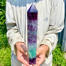 2.53LB Natural Fluorite Crystal Column Magic Wand Obelisk Point Earth Healing picture