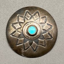 Vintage Navajo Native Turquoise Silver Button 7/8