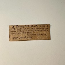 Young Woman With A Good Breath Of Milk Jan 1799 Boston 1799 Clipping 5AK9-S8 picture