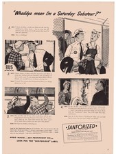 VTG 1943 1940s 40s Sanforized WWII “Saturday Saboteur” Home Front Magazine Ad picture