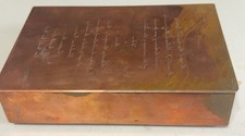 Vintage 1957 Copper Trinket Box Reverse Engraved Printing Plate Footed picture
