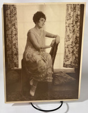 Antique Sepia Photo c1920 Woman Portrait Flapper Era Dress Vintage Original picture