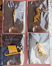 THE ODYSSEY X GOLD ENAMEL LAPEL PINS COMPLETE SET OF 4 + 17 X 11 poster card NEW picture