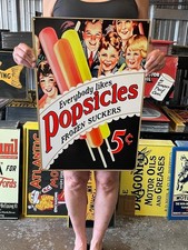 Vintage Style Metal Sign Everybody Likes Popsicles 16x24 picture
