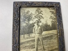 1940s Vintage Framed Soldier Photograph Sweetheart Ornate Metal Frame picture