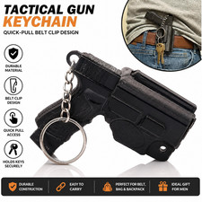 Gun Keychain With Holster Tactical Belt Clip Key Holder Mini Pistol Key Ring picture