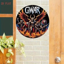 GWAR Logo Heavy Wall Art Tin Metal Signs Home Décor 8-Inch Round Iconic Viking W picture