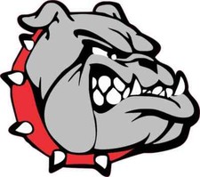 5in x 4.5in Red Collared Bulldog Sticker Car Truck Vehicle Bumper Decal picture