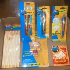 2006 Family Guy Stationary Pencils Pens Wallet Notepad Bendable Stewie Etc NEW picture