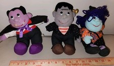 Lot of 3 Halloween Doll Plush Frankenstein Spooky Cute Vampire Witch Toy Monster picture