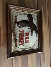 Vintage Wild Turkey Bourbon Whiskey Bar Mirror 101 Proof 8 Years Aged Wood Frame picture