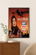 Vintage c1940s WWII Propaganda Poster - 'Buy War Bonds' 24x32” 🇺🇸 picture
