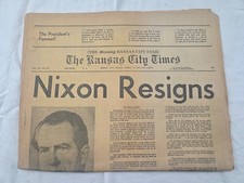 Newspaper President Richard Nixon Resigns Kansas City Times Aug 9, 1974 picture