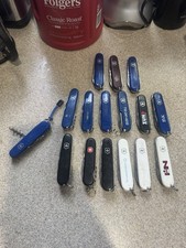 Victorinox Swiss Amy Wenger Knife Lot Blue White Black 16 Piece Lot  picture