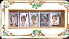 VINTAGE PRINCESS DIANA ROYAL FAMILY JEWELRY BOX w/STAMP LID CANDLE IN THE WIND picture