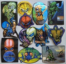 12 VTG 90's Die Cut Alien Vending Machine Stickers A&A CO, SCI-FI UFO Funny Meme picture