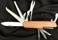 Rite-Edge Real Wood Swiss Scout Camping Pocket Knife Multi Tool-Same Day Ship picture