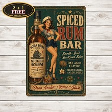 Retro Pirate Captain Rum Sign Vintage Caribbean Sailor Pub Bar Tin Plaque Art picture