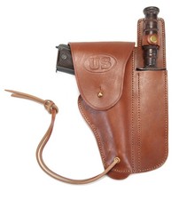 US WW2 M1916 Colt 1911 .45 Holster and Ka-Bar Sheath Premium Drum Dyed Leather picture