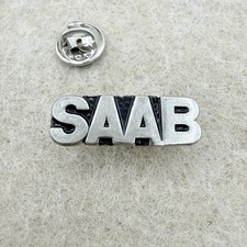Vintage Silver Tone SAAB Logo Emblem Car Pin Collectible Accessory picture