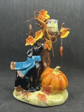 NEW Blue Sky Clayworks Fall Owl On Tree Black Dog Next  To Pumpkin And Tree picture