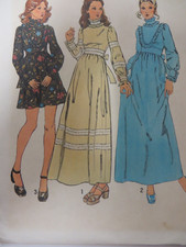 Vtg 70's Simplicity 5956 DRESS w/ RUFFLED STAND-UP COLLAR Sewing Pattern Woman picture