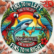 2D Flat, [JIT] Margaritaville Fish & Parrot Metal Wall Art Tin Metal Signs - Tro picture