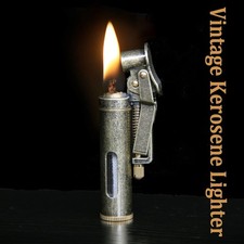 Brass Kerosene Trench Lighter Vintage Metal Portable Refillable Lighter Retro picture